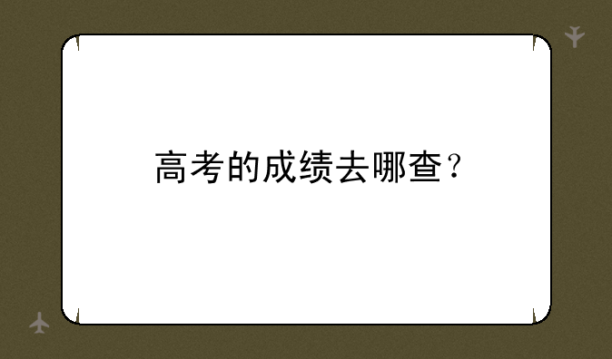 高考的成绩去哪查？