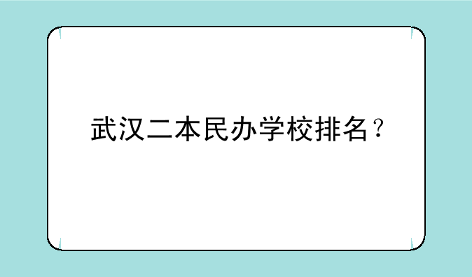 武汉二本民办学校排名？